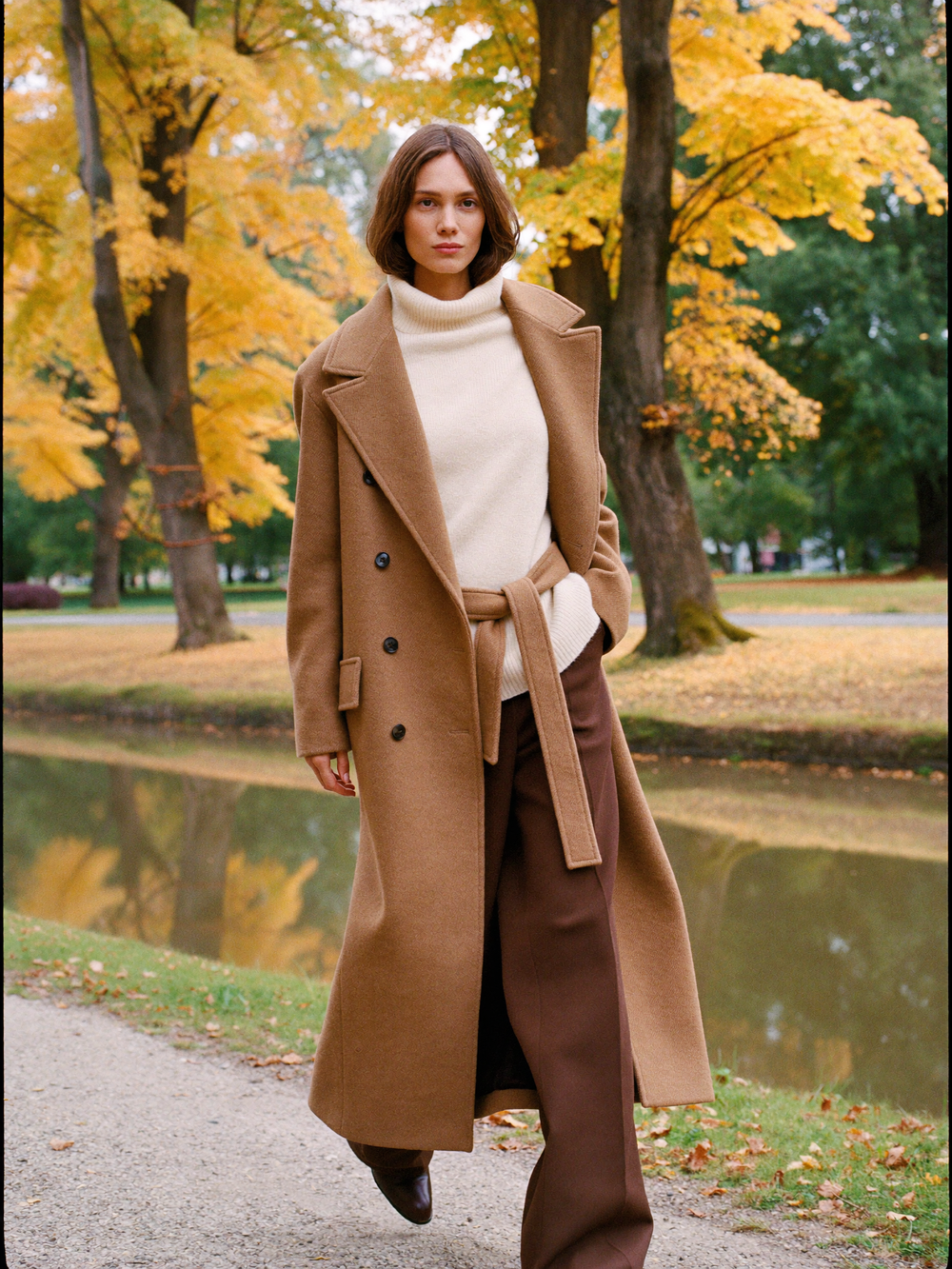 The camel wool coat on the High Line Canal